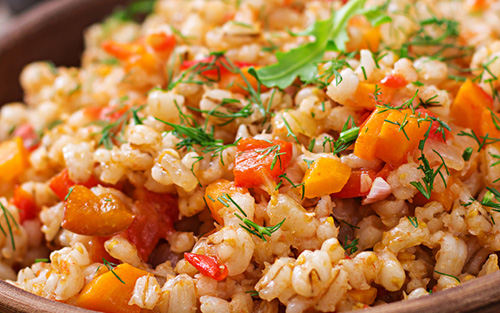 Sheet Pan Barley Salad  (Vegan, High Fiber, Good Source of Protein)