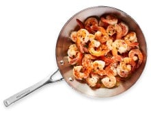 shrimp-pan Cooked shrimp in a pan.
