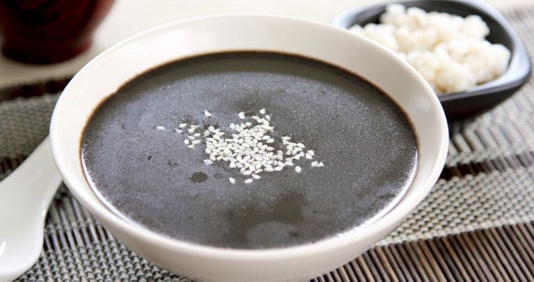 A bowl of black sesame soup