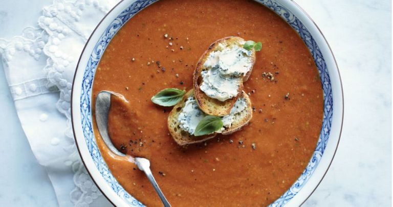 A bowl of smoky tomato soup